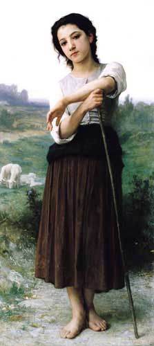 Painting Code#1045-Bouguereau, William(France): Young Shepherdess Standing