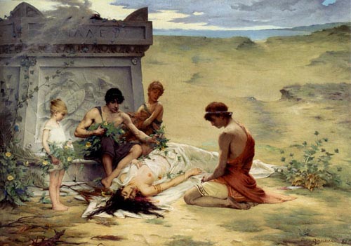 Painting Code#11006-Quinsac, Paul Francois(France): Death Of Polyxena
