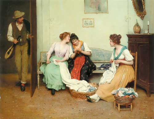 Painting Code#11012-Blaas, Eugene de(Austria): The Friendly Gossips