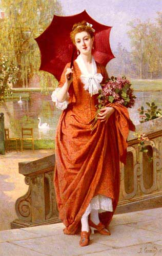 Painting Code#11080-Caraud, Joseph(France): The Red Parasol