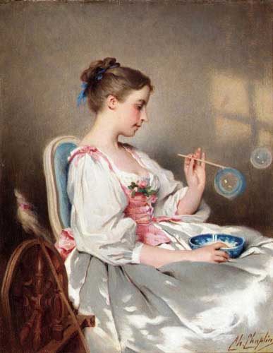 Painting Code#11095-Chaplin, Charles(France): Blowing Bubbles