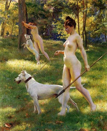 Painting Code#11108-Stewart, Julius LeBlanc(France) - Nymphs Hunting