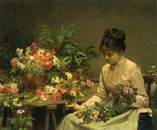 Painting Code#11115-Victor Gabriel Gilbert - The Flower Seller