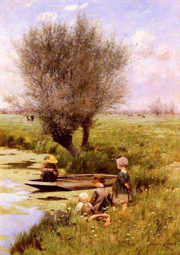 Painting Code#11127-Claus, Emile(Belgium): Afternoon Along The River