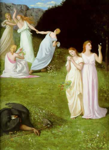 Painting Code#11160-Puvis de Chavannes, Pierre Cecile(France): Death and  the Maiden