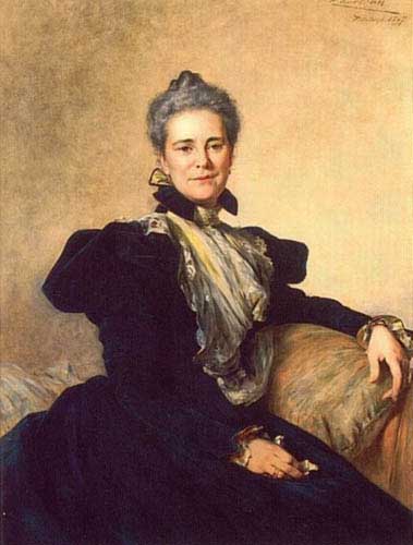 Painting Code#11163-Chartran, Theobald(France): Portrait of Mrs Charles Lockhart