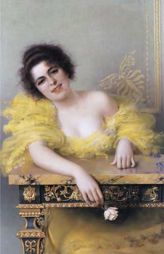 Painting Code#11164-Corcos, Vittorio(Italy): Portrait of a Young Woman
