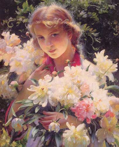 Painting Code#11168-Curran, Charles Courtney(USA): Peonies