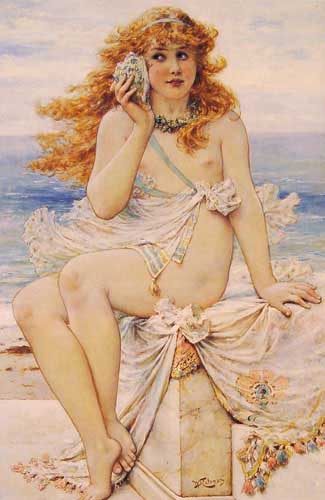 Painting Code#11170-Coleman, William Stephen: Nymph with Conch Shell
