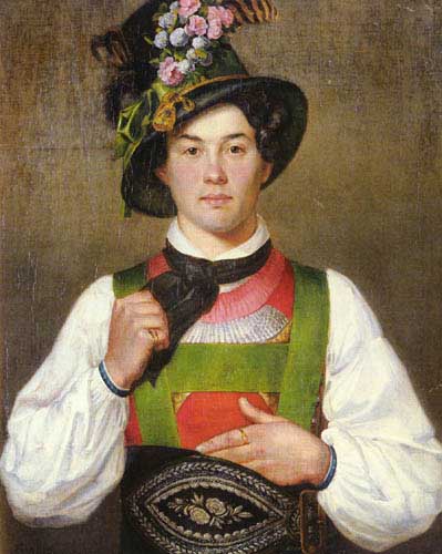 Painting Code#11182-Defregger, Franz Von(Austria): A Young Man In Tyrolean Costume