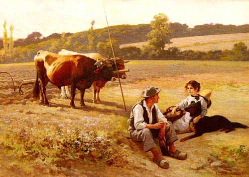 Painting Code#11184-Debat-Ponsan, Edouard Bernard(France): Rest In The Fields