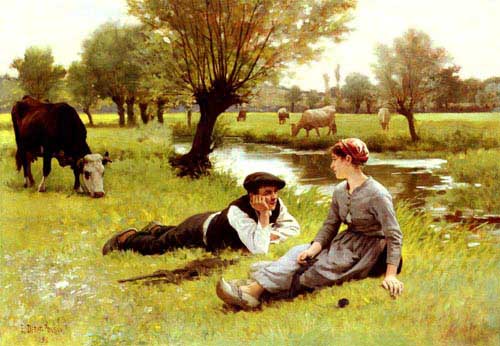 Painting Code#11185-Debat-Ponsan, Edouard Bernard(France): Flirting