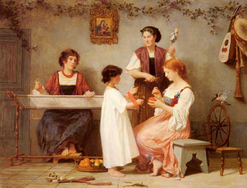 Painting Code#11191-Curzon, Paul Alfred de(France): Afternoon Pastimes