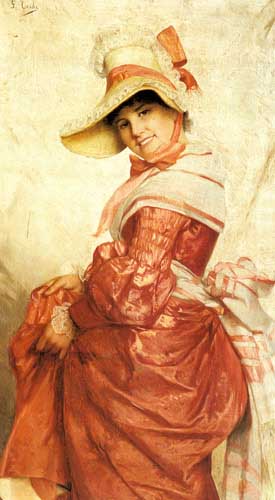 Painting Code#11216-Costa, Giovanni(Italy): A Girl in Red