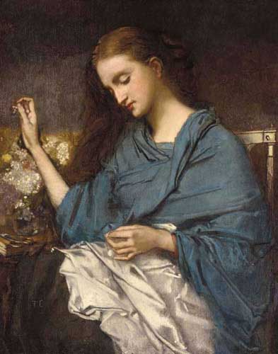 Painting Code#11221-Couture, Thomas(France): Young Woman Sewing
