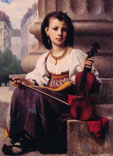 Painting Code#11253-Delobbe, Francois Alfred(France): The Young Musician