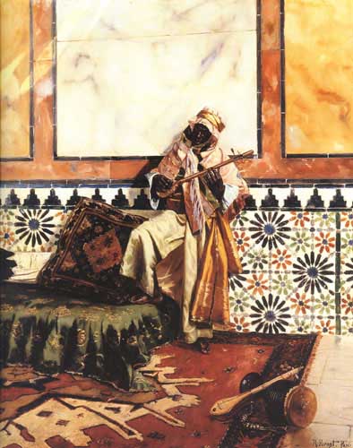 Painting Code#11274-Ernst, Rudolf(Austria): Gnaoua in a North African Interior