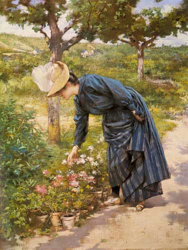 Painting Code#11275-Gabriel, Gilbert Victor(France): Lady In A Garden