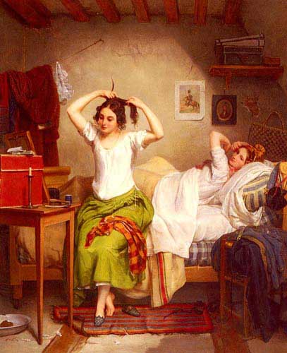 Painting Code#11289-Franquelin, Jean Augustin(France): In The Bedroom