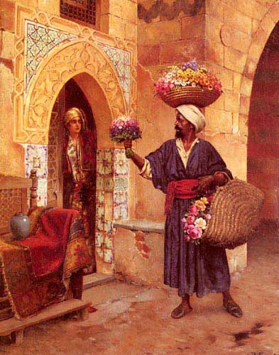 Painting Code#11340-Ernst, Rudolf(Austria): The Flower Merchant