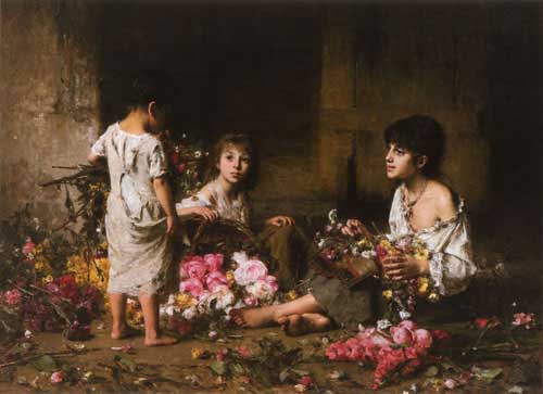 Painting Code#11356-Harlamoff, Alexei Alexeivich(Russia): The Flower Girls