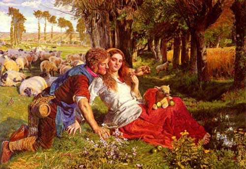 Painting Code#11368-Hunt, William Holman(England): The Hireling Shepherd