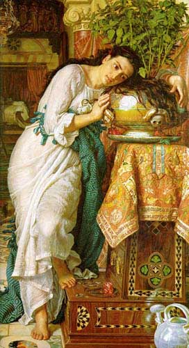 Painting Code#11370-Hunt, William Holman(England): Isabella and the Pot of Basil