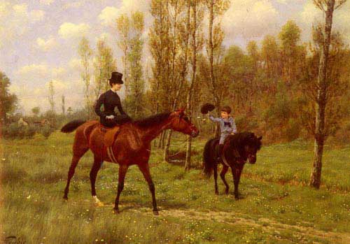 Painting Code#11465-Goubie, Jean Richard(France): The Morning Ride
