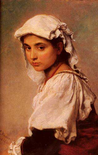Painting Code#11471-Knaus, Ludwig(Germany): A Portrait Of A Tyrolean Girl