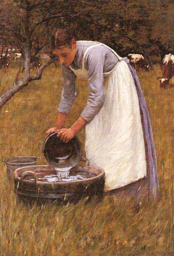Painting Code#11485-La Thangue, Henry Herbert(UK): Watering the Cows