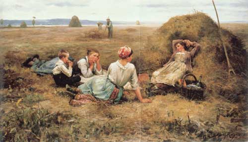 Painting Code#11489-Knight, Daniel Ridgway(USA): The Harvesters Resting