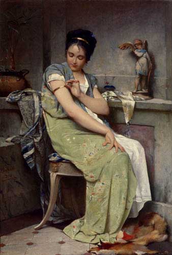 Painting Code#1152-Pinchart, Auguste Emile(France): The Amulet
