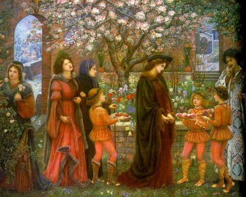 Painting Code#11531-Stillman, Maria Spartali(England): The Enchanted Garden of Messer Ansaldo