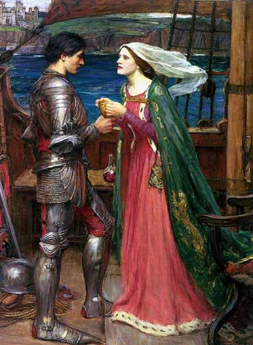 Painting Code#11537-Waterhouse, John William: Tristan and Isolde with the Potion