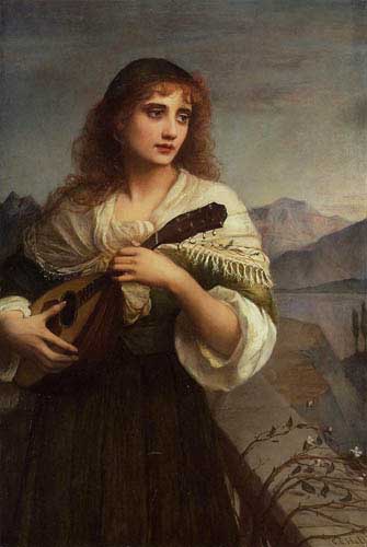 Painting Code#11539-Halle, Edward Charles(UK): Francesca and Her Lute
