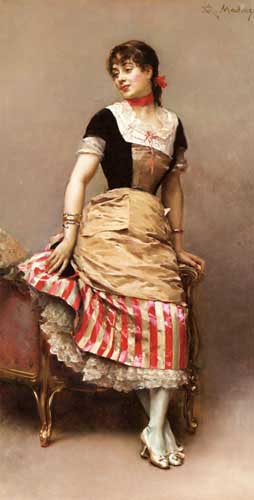 Painting Code#11567-Madrazo y Garreta, Raimundo de(Spain): A Portrait of Aline Masson Leaning on a Sofa