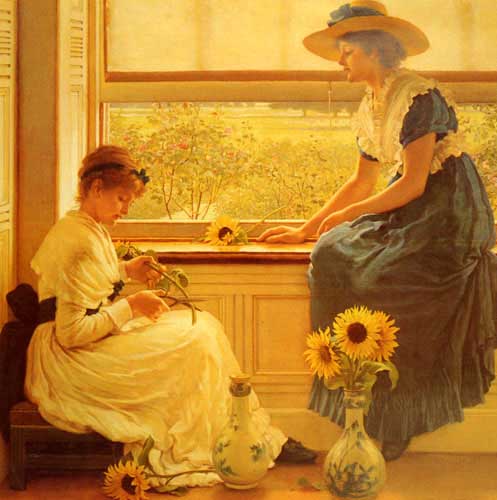 Painting Code#11600-Leslie, George Dunlop, R.A.: Sun and Moon Flowers