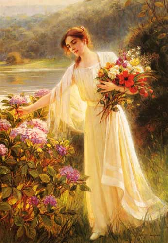 Painting Code#11615-Lynch, Albert: Gathering Flowers