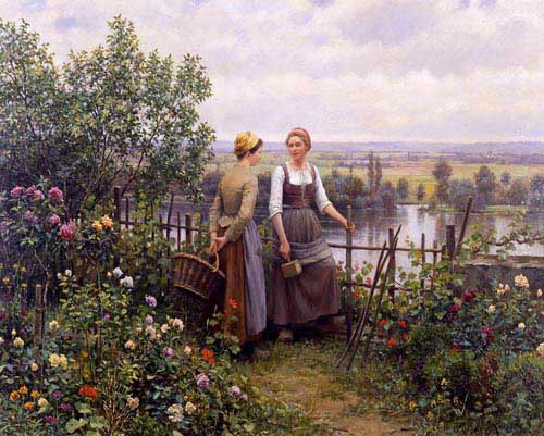 Painting Code#11624-Knight, Daniel Ridgway(USA): Maria and Madeleine on the Terrace