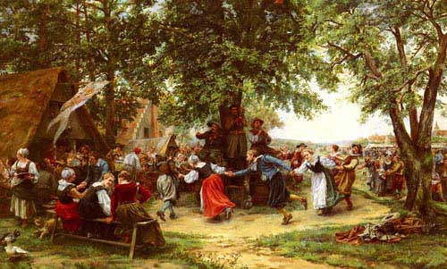 Painting Code#11632-Meissonier, Jean Charles(France): The Village Festival