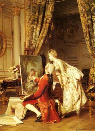 Painting Code#11638-Metzmacher, Emile Pierre(France): The Artist and his Admirer