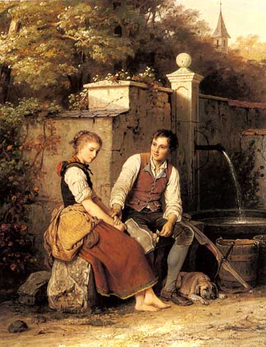 Painting Code#11639-Meyer von Bremen, Johann Georg(Germany): At the Well