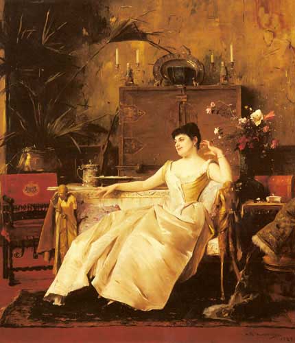 Painting Code#11680-Munkacsy, Mihaly von(Hungary): A Portrait of the Princess Soutzo