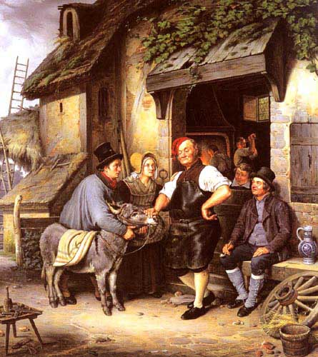 Painting Code#11727-Pistorius, Eduard Karl Gustav Lebrecht(Germany): A Visit To The Farrier&#039;s