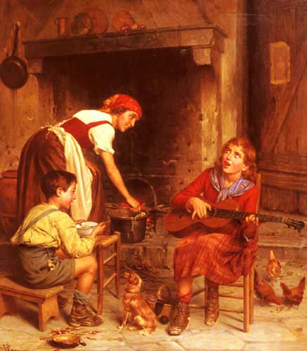 Painting Code#11767-Reggianini, Vittorio(Italy): Serenading the Family