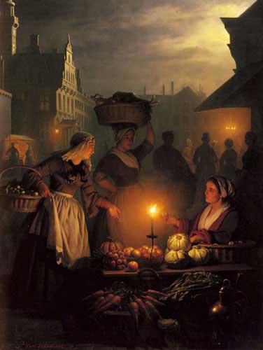Painting Code#11810-Schendel, Petrus Van(Belgium): The Night Market