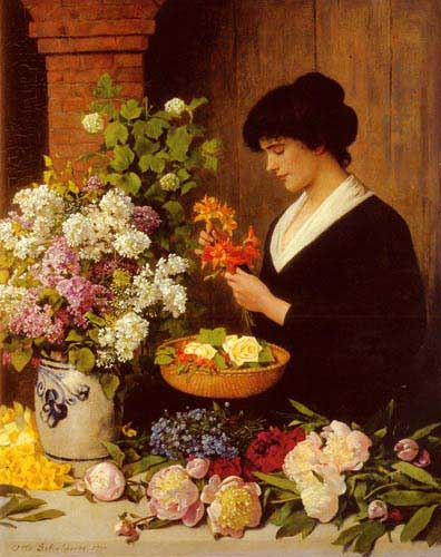 Painting Code#11814-Scholderer, Otto(Germany): The Flower Arrangement