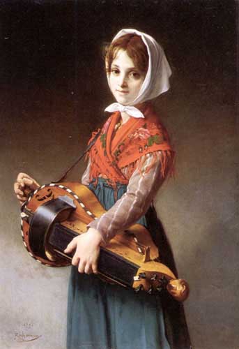 Painting Code#11857-Richomme, Jules(France): The Hurdy-Gurdy Girl