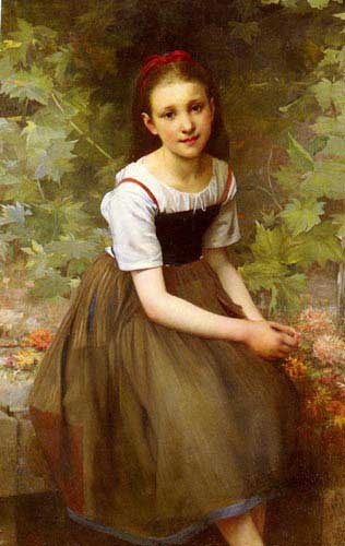 Painting Code#11872-Thirion, Charles Victor(France): A Girl with Flowers