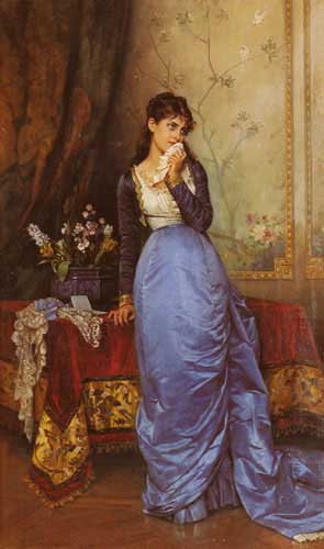 Painting Code#11884-Toulmouche, Auguste(France): The Letter